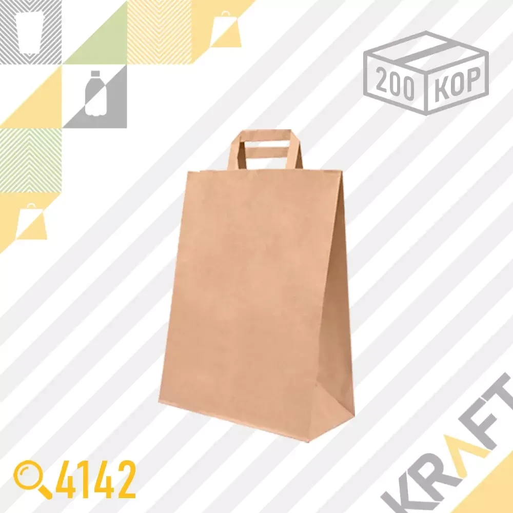 Бумажный пакет DELIVERY BAG (Плоская ручка) 260х150х350 (70гр) (200шт/кор), фото 1