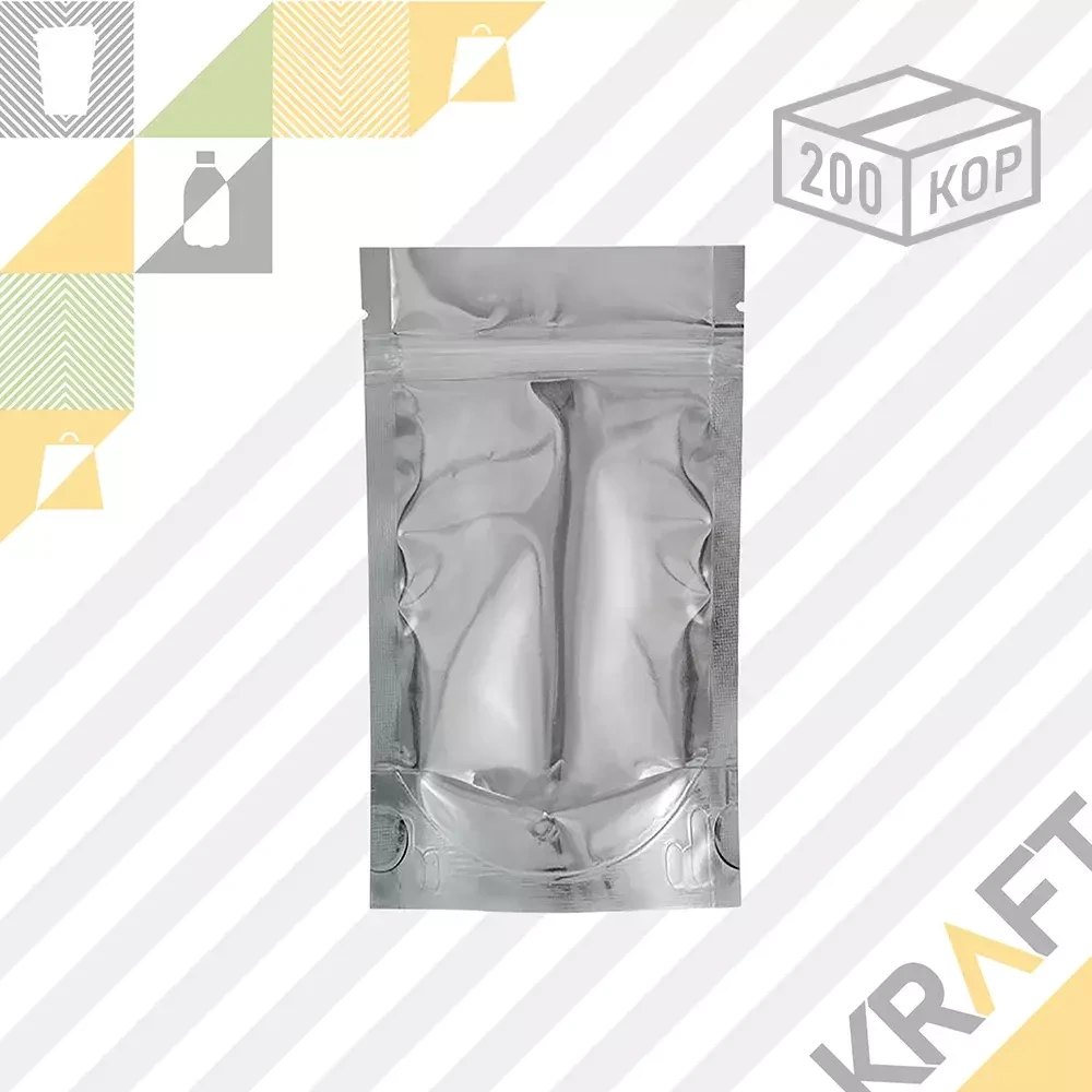 Пакет Дой-Пак ПП Металлизированный с прозрачной стенкой 105*215 (50/200), фото 1