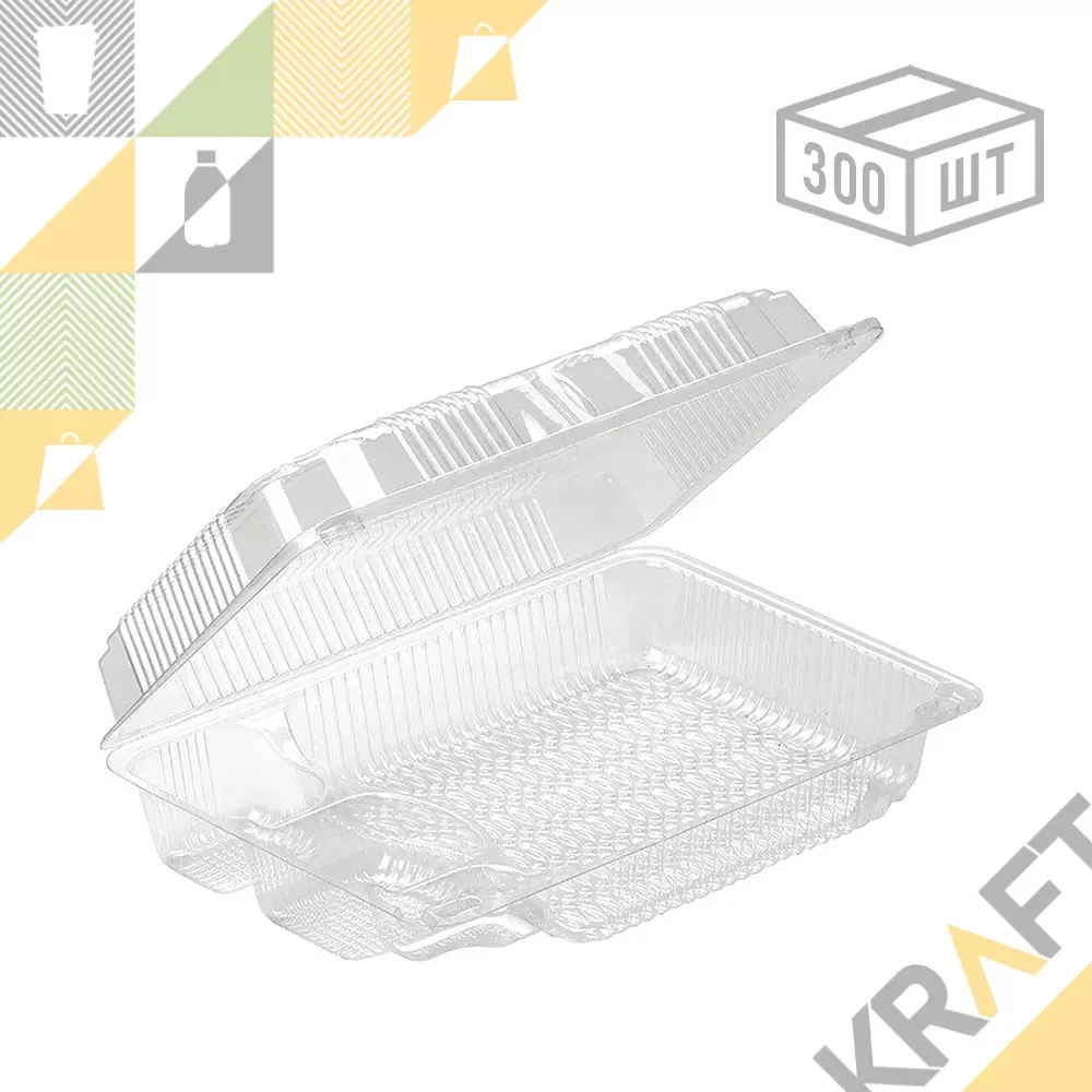 Суши бокс ПРК-30, 4х секционный, прозрачный (300шт/уп), фото 1