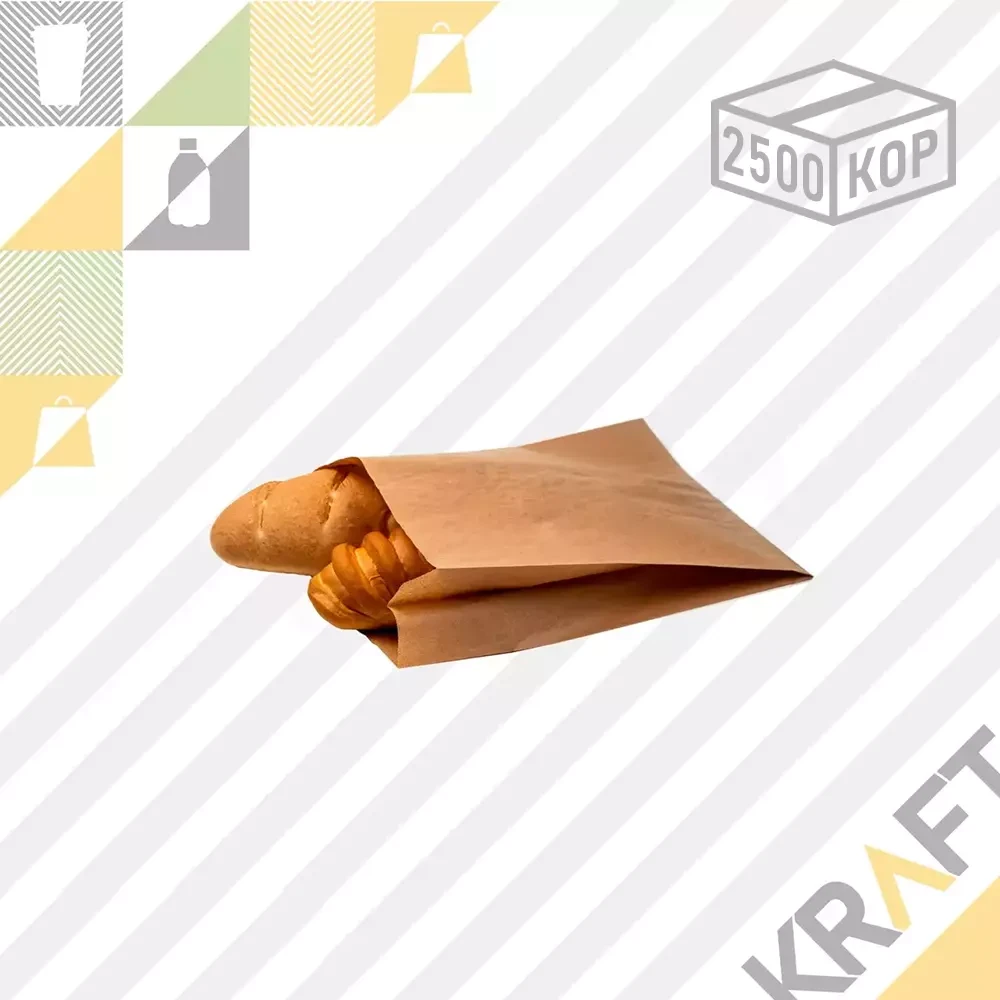 Пакет крафт, с плоским дном 140*60*250 (2500шт/кор), фото 1