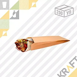 (Розничная Фасовка) Пакет крафт с плоским дном (Doner M) 90*40*260 (200 шт/уп) Арт. 1904