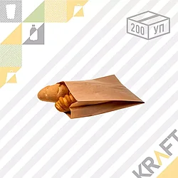 (Розничная фасовка) Пакет крафт с плоским дном 140*60*250 (200шт/уп) Арт. 1477-2216