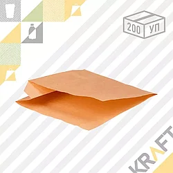 (Розничная фасовка) Уголок бумажный M, крафт для бургеров и сэндвичей 140*145*30 (200шт/уп) Арт.1064