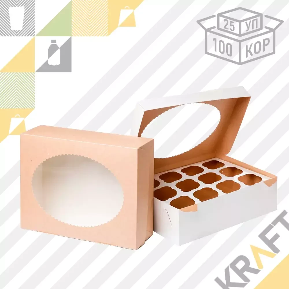 OSQ MUF 12, Упаковка для маффинов 330*250*100 (25/100), фото 1