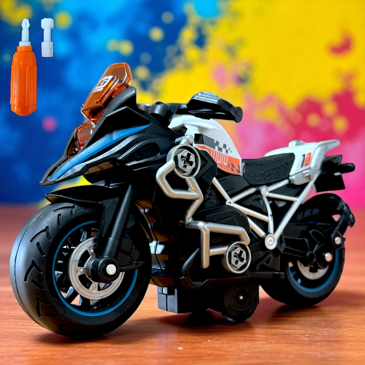 8080c-6 Мотоцикл разбирайка конструктор бело-черный 24*20см, фото 1