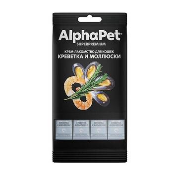 AlphaPet Крем-лакомство для кошек Креветка и моллюски (4*12г)