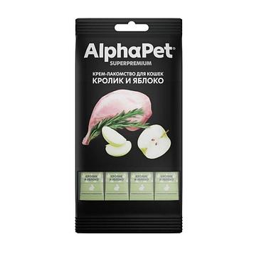 AlphaPet Крем-лакомство для кошек Кролик и яблоки (4*12г)