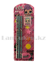 Набор канцтоваров школьный (три карандаша, три ластика, точилка,) LOL surprise QL-1009