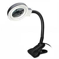 Настольная лампа с лупой на прищепке LED черная