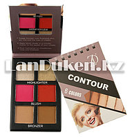 Набор контуров хайлайтеров бронзеров и румян для лица 6 цветов с зеркальцем (F2122-3)