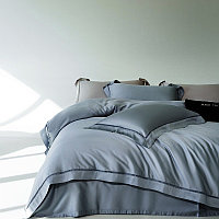 Комплекты однотонного постельного белья из тенселя и сатина с мережкой