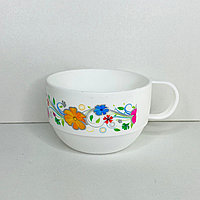 Пластиковая кружка детская с цветочками 400мл белая