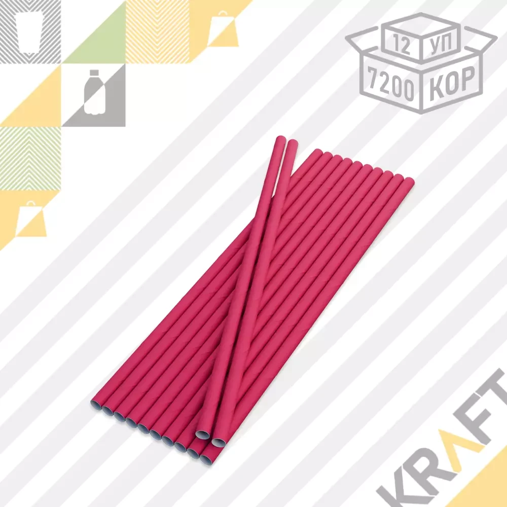 Трубочки бумажные "Gratias" РОЗОВЫЕ 6*200мм (12/уп) /60, фото 1