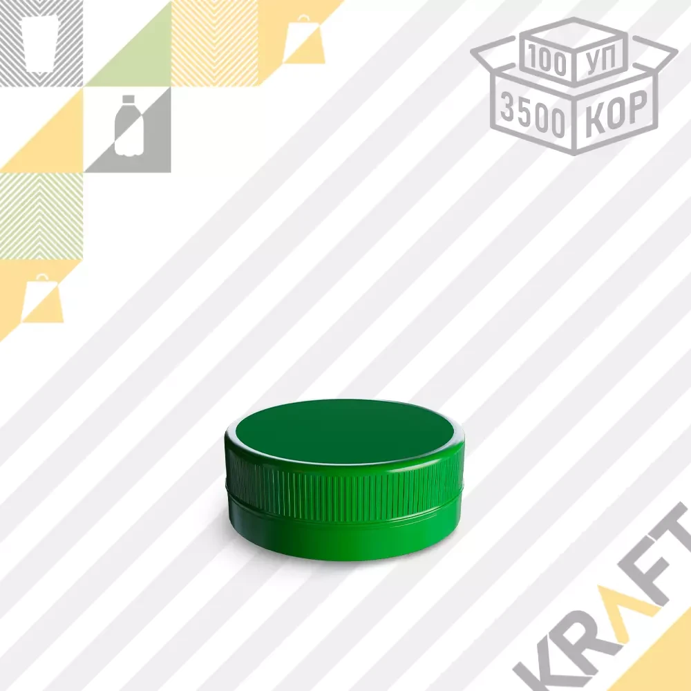 Крышка ЗЕЛЁНАЯ 38мм (Европласт) для бутылки ПЭТ УП (100/2900/3500), фото 1