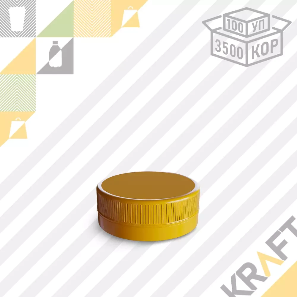 Крышка ЖЕЛТАЯ 38мм (Европласт) для бутылки ПЭТ УП (100/2900/3500), фото 1