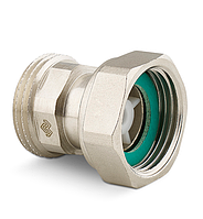 Соединитель с НГ ВР-НР, с плоским уплотнением и обратным клапаном никелированный