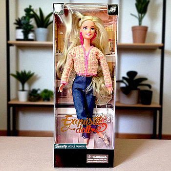 FQ116K6 Кукла с сумочкой, джинсы+пиджак Exquisite doll (руки,ноги подвижны) 32х12см