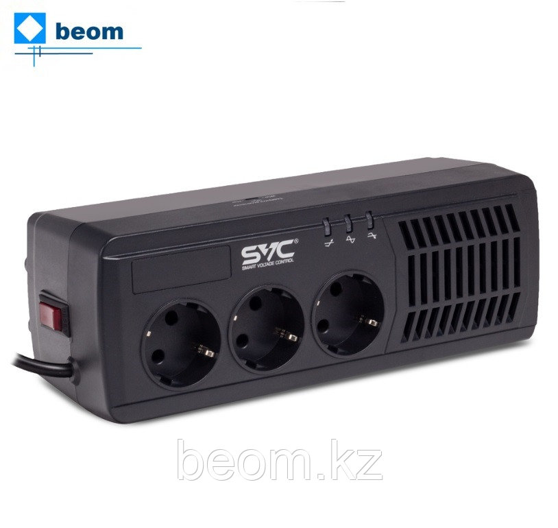 Стабилизатор напряжения релейный SVC AVR-1005-U (300 Вт | 220 В | 5-7 мс | ~8% от 176 до 273 В | Schuko х 3 шт), фото 1