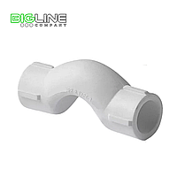 Колено обводное с муфтой,короткое d32,белый РТП
