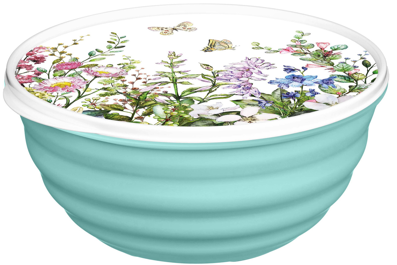 Миска "Latina" 2,1л. с крышкой "Цветущий луг"(микс)