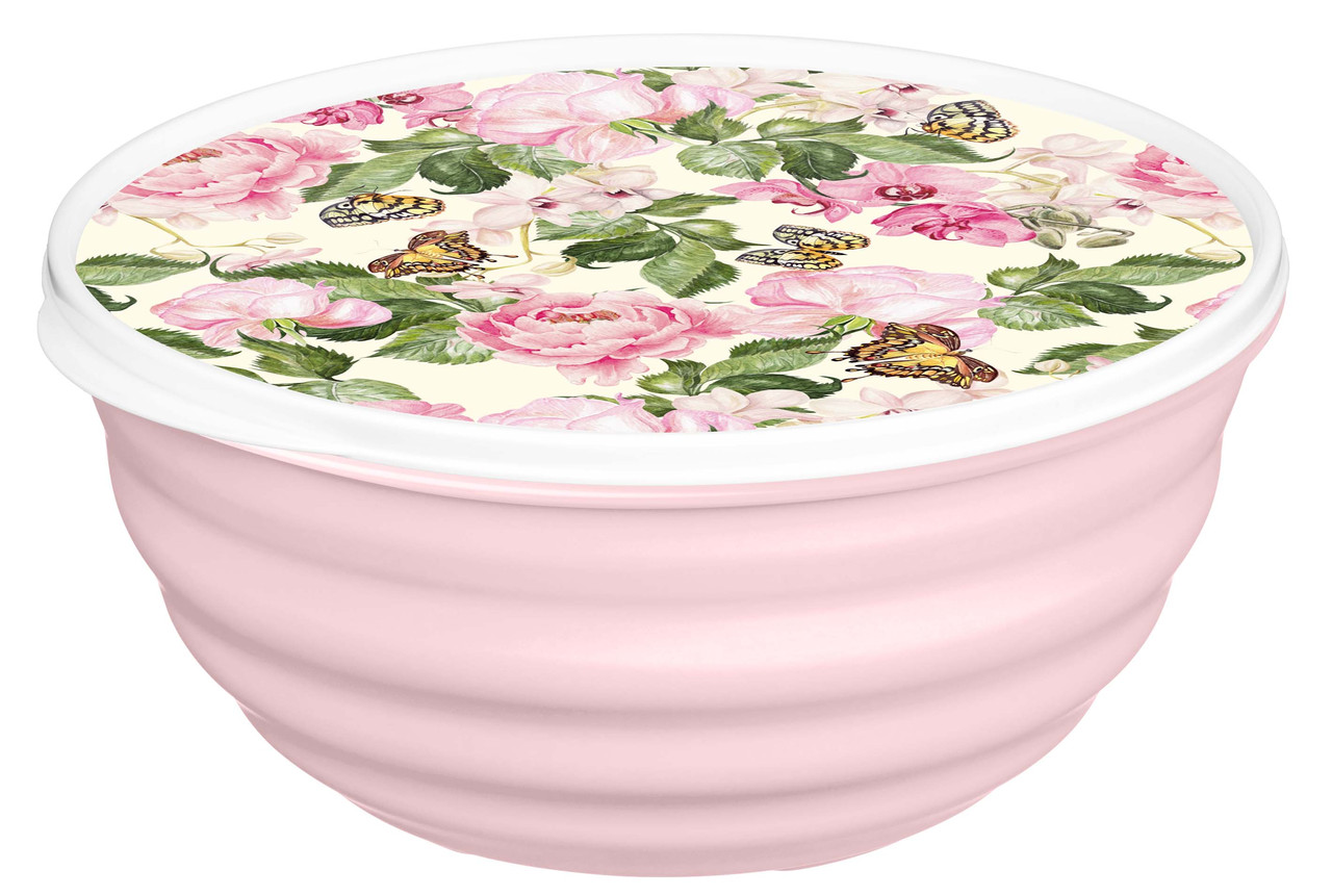 Миска "Latina" 3,2л. с крышкой "Розовый сад"(микс)