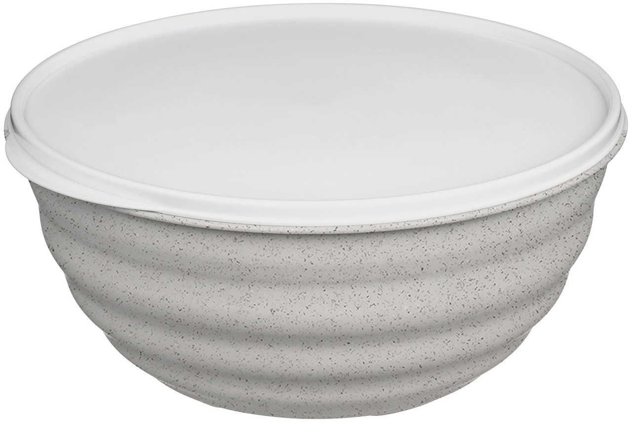 Миска "Latina" 1,1 литра с крышкой (гранит светло-серый)