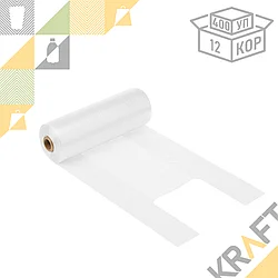 Пакет майка 25*43 на втулке, прозрачная, 12мкм (400шт/рул) /12(П)