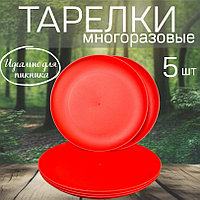 Многоразовые пластиковые тарелки для пикника 5шт