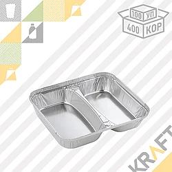(R80L) Форма фольгированная 2х секц. (h30) 480/330мл (100/400) (5114)