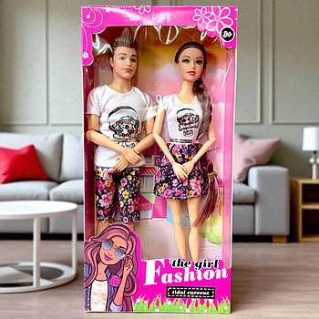 H214c-K4 Кукла с парнем,белая футболка+ шорты (руки,ноги подвижные) 32х16см