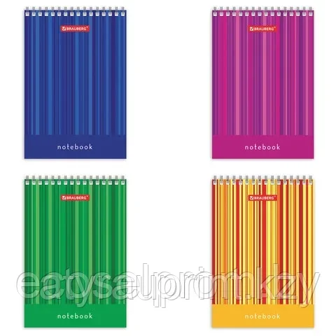 Блокнот МАЛЫЙ ФОРМАТ А6 97х145 мм, 40 л., гребень, картон, клетка, BRAUBERG, "Полоски", 129822, фото 1