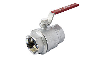 Кран шаровый полнопроходной, резьба внутр./внутр, хром., ручка -рычаг, красный, 1 1/2"