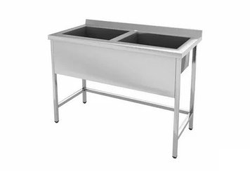 Ванна для мытья посуды с бортом, 2хсекционная, 890x1210x800мм