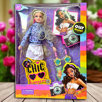 FQ123K1 Кукла Chic рубашка (голубая) звездочка +парфюм+сережки