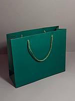 Картонный пакет зеленый 26*32*11