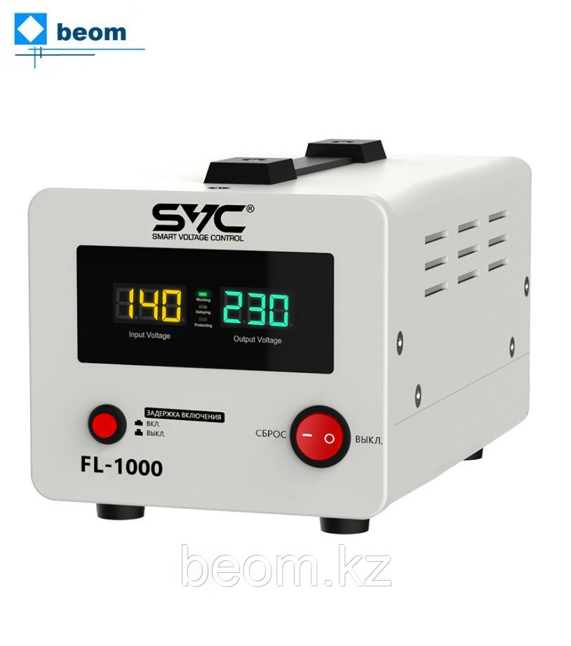 Стабилизатор релейный SVC FL-1000 (1000 Вт | 220 В | 5-7 мс | ~8% от 140 до 260 В | выход 2 шт Schuko | напольный), фото 1