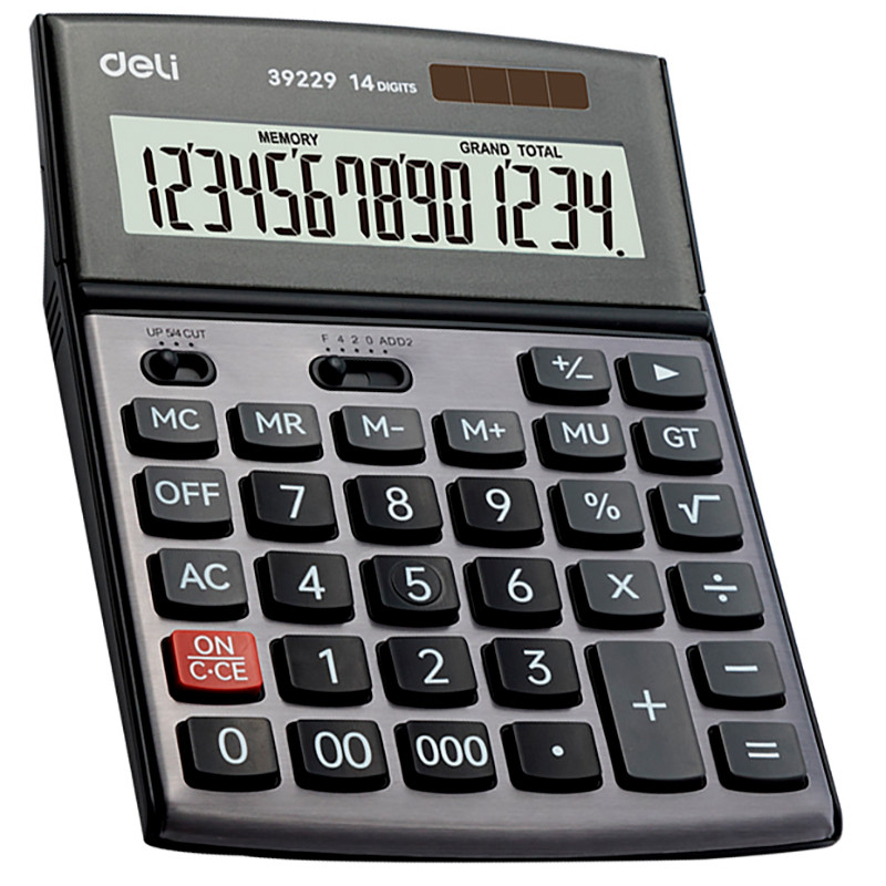 Калькулятор настольный DELI "39229" 14 разрядный, 190х139х37 мм, серый