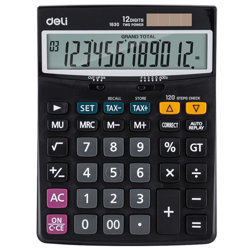 Калькулятор настольный DELI "1631" 12 разрядный, 193х148х32 мм, черный, фото 1