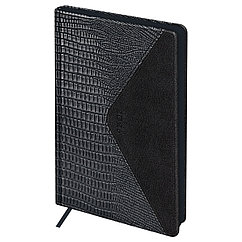 Ежедневник датированный 2026г., А5, 176л., твердый переплет, кожзам, BG "Reptile. Steel", чёрный, цв