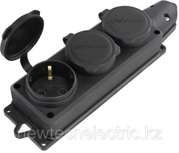 Колодка удлинителя 3-м Компакт 1ф с заглушками каучук UNIVersal 1323, фото 1