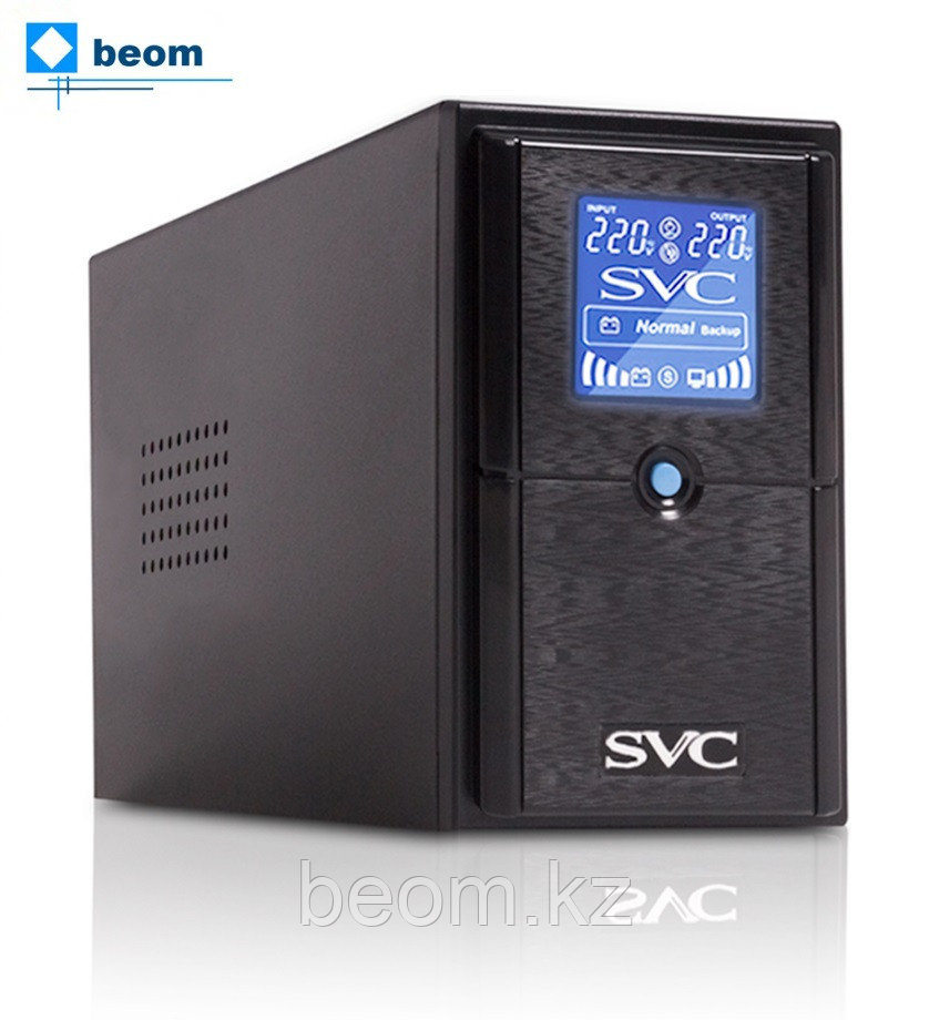 Источник бесперебойного питания SVC V-600-L-LCD ( 600ВА/360Вт | AVR:165-275В | Бат.:12В/7.5 Ач*1шт. | 3 вых.: 2 Schuko CEE7+1 IEC), фото 1