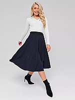 Юбка миди темно-синяя трапеция