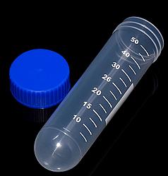 Пробирка лабораторная 50 мл, цилиндрическая, 27*114 мм, с винтовой крышкой, с делениями, п/п