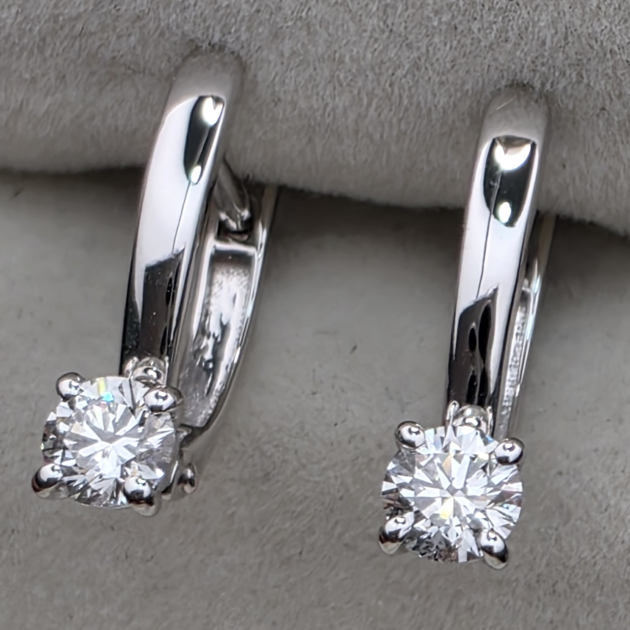 Золотые серьги с бриллиантами б/з 585пр 0,50Ct VS1/F EX, масса 2,25г Lab Grown, фото 1