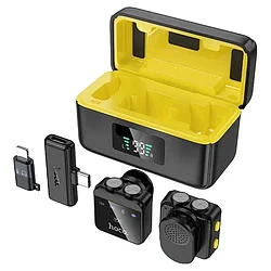 Беспроводной петличный микрофон с кейсом Hoco L17 (2 шт, Lightning + USB-C)