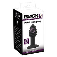 Ребристая пробка с вибрацией Twist Butt Plug (7 режимов, перезаряжаемая) (цвет черный)