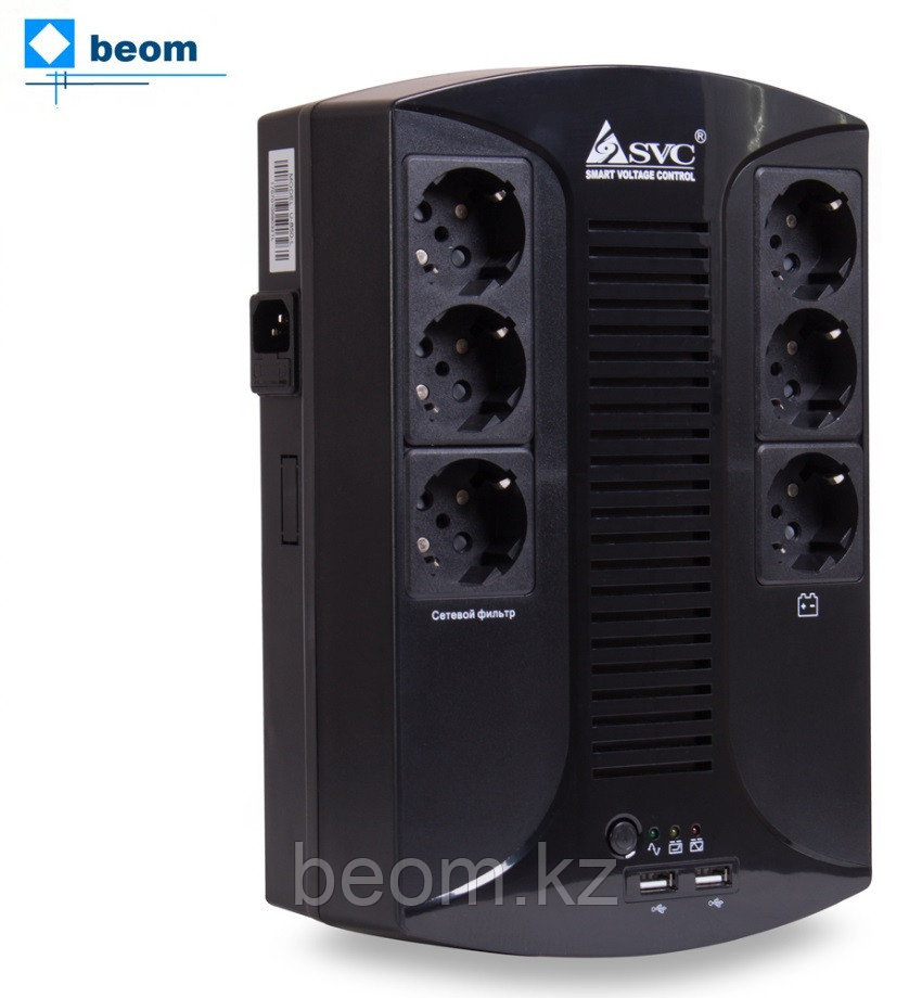 Источник бесперебойного питания SVC U-850-L (850ВА/510Вт | AVR:145-290В | Бат:12В/8Ач Ач х 1 шт | 6 вых.: Schuko CEE7, 3 от АКБ), фото 1