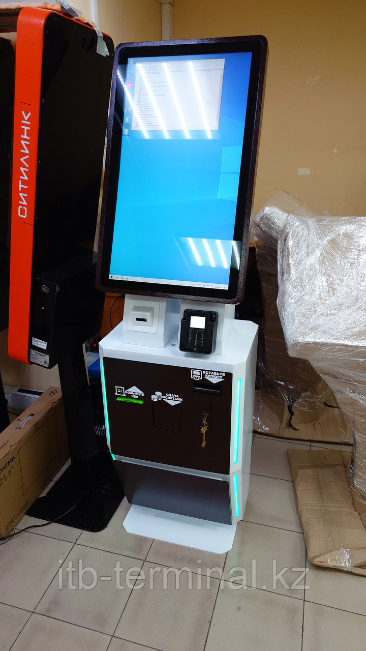 Электронный кассир 32" напольный с приемом наличных и сдачей, фото 1