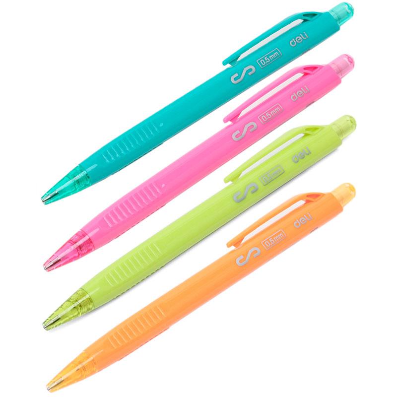 Карандаш механический DELI "Scribe", 0,5 мм, трехгранный корпус с ластиком, ассорти, фото 1