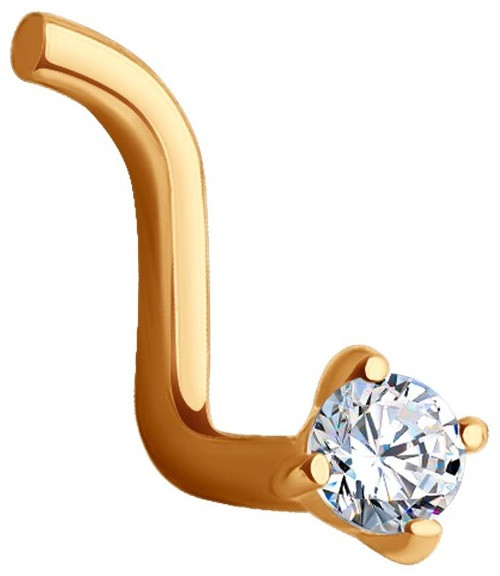 Нострил SOKOLOV для носа вес 0.13 г золото, фианит, фото 1